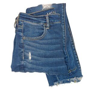 American Eagle Super Stretch Hi-Rise Distressed Jeggings Dark Wash Size 6